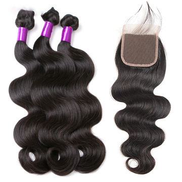 3/4 Body Wave Hair Bundles With Closure