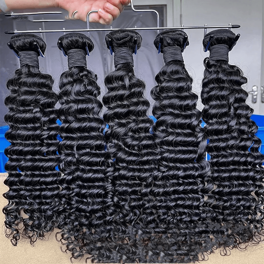 30-32 Inch Curly Deep Wave Human Hair Bundles 4/3/1 PCS